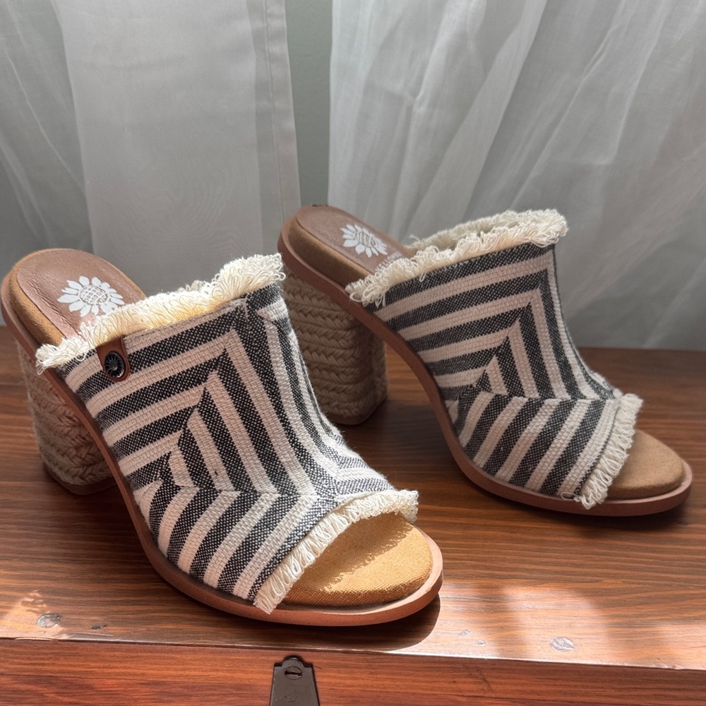 Yellow Box Black and White Striped Mules